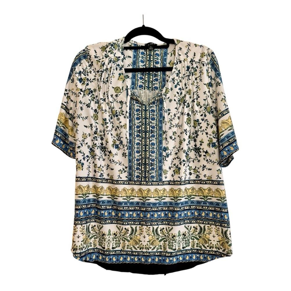 Link Floral Blue and Cream Blouse